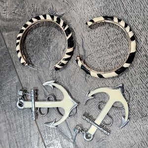 📌BOGO FREE📌 Anchor Dangle and Zebra Print Hoop Earrings